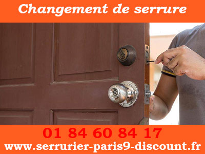 Changement de serrure Paris 9 pas cher