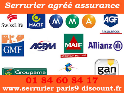 Serrurier Paris 9 agréé assurance